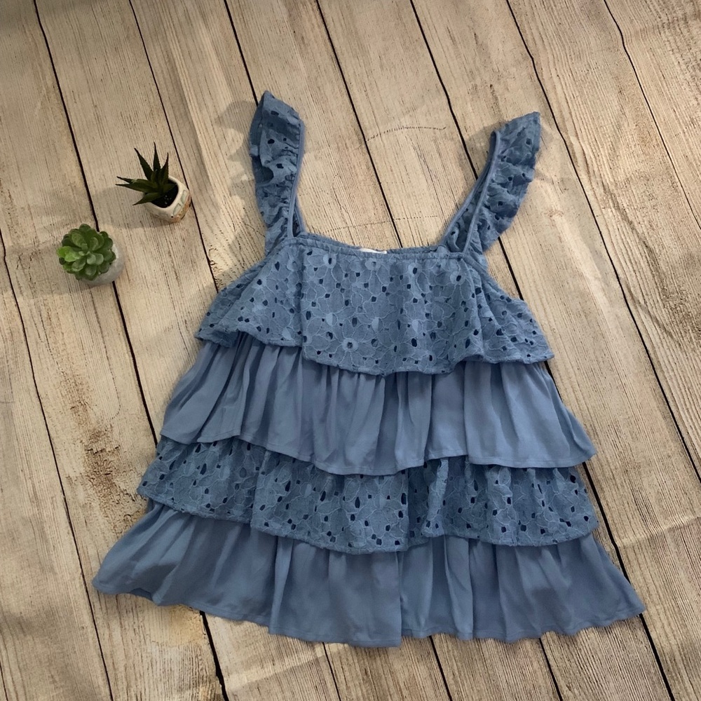 Periwinkle blue top with ruffles